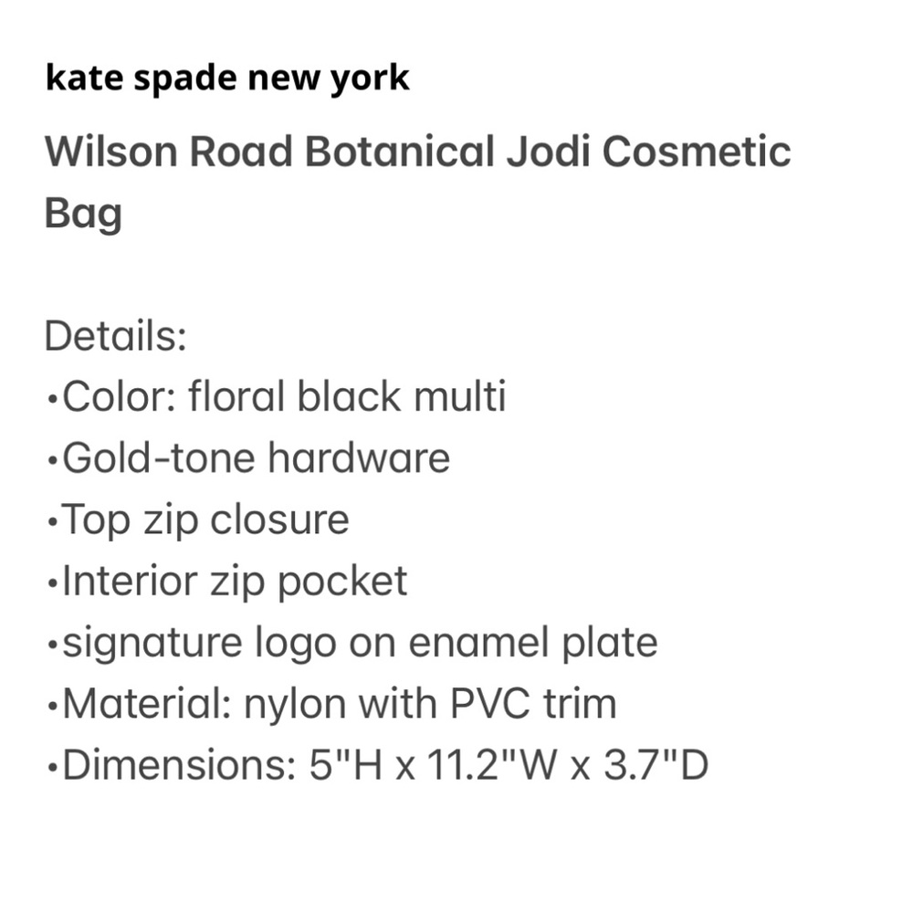 NWT kate spade Wilson Road Botanical Cosmetic Bag - Picture 4 of 7
